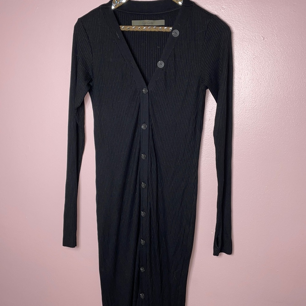 Enza Costa Ribbed Cardigan Midi Dress
